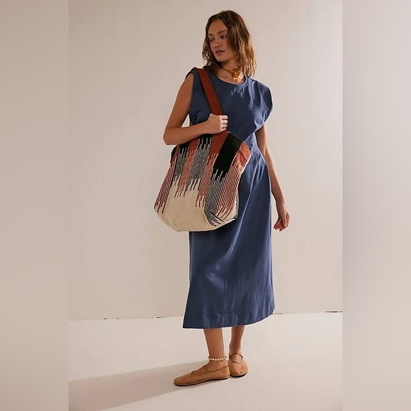 NWOT Free People Beach Navy Blue Simone Midi Cutout Back Dress Sz M - Picture 2 of 8